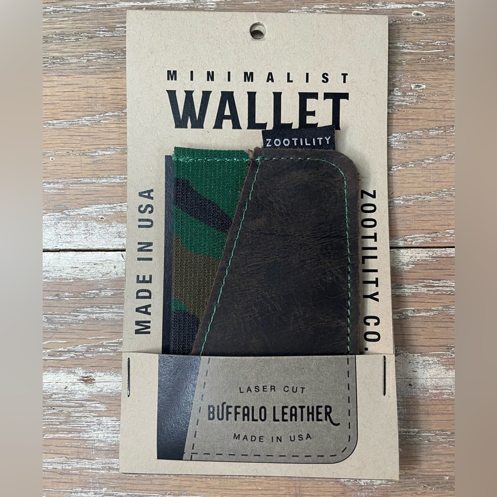 Zootility Buffalo Leather Minimalist Wallet - Camo